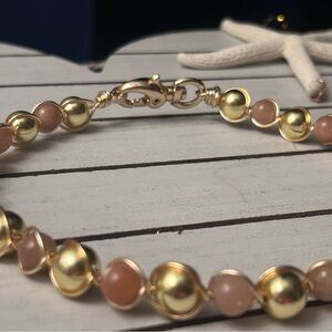 Golden Goddess Hematite & Sunstone Wrapped Choker